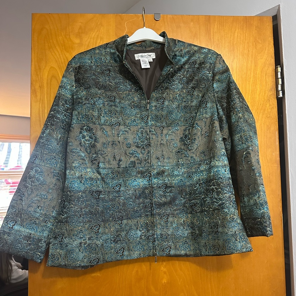 Coldwater Creek Teal and Brown Blazer